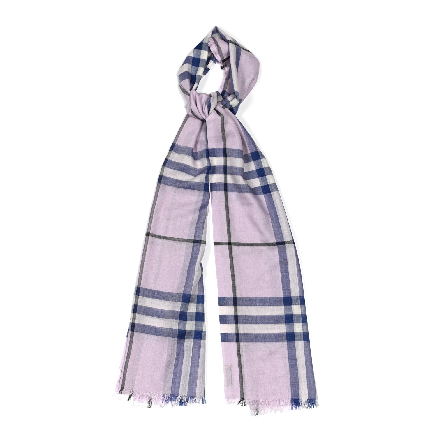 Burberry Wool Silk Gauze Giant Check Lightweight Scarf Pale Orchid 1 of 3