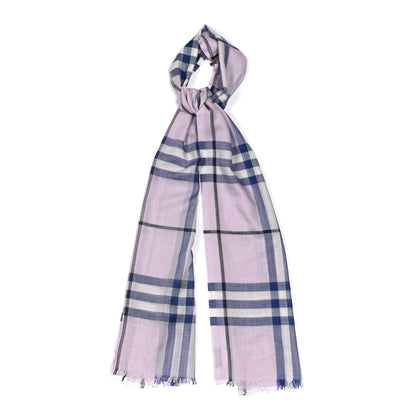Burberry Wool Silk Gauze Giant Check Lightweight Scarf Pale Orchid 1 of 3