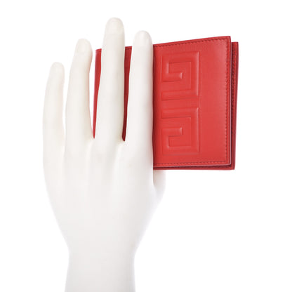 Givenchy Lambskin Logo Emblem Bi-Fold Wallet Red 2 of 8