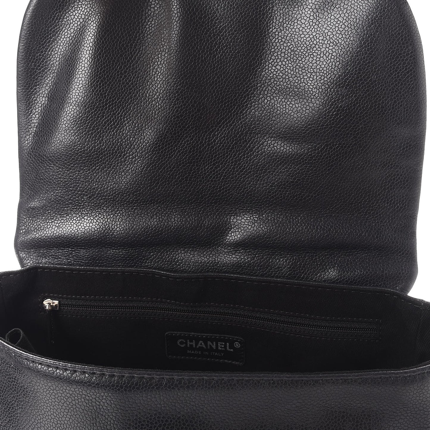 Caviar Half Moon Large Flap Black