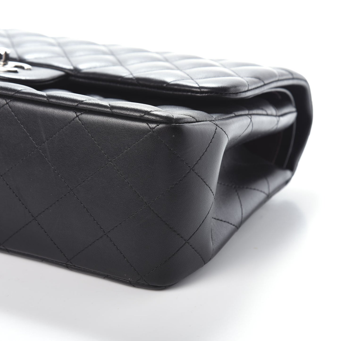 Lambskin Quilted Jumbo Double Flap Black