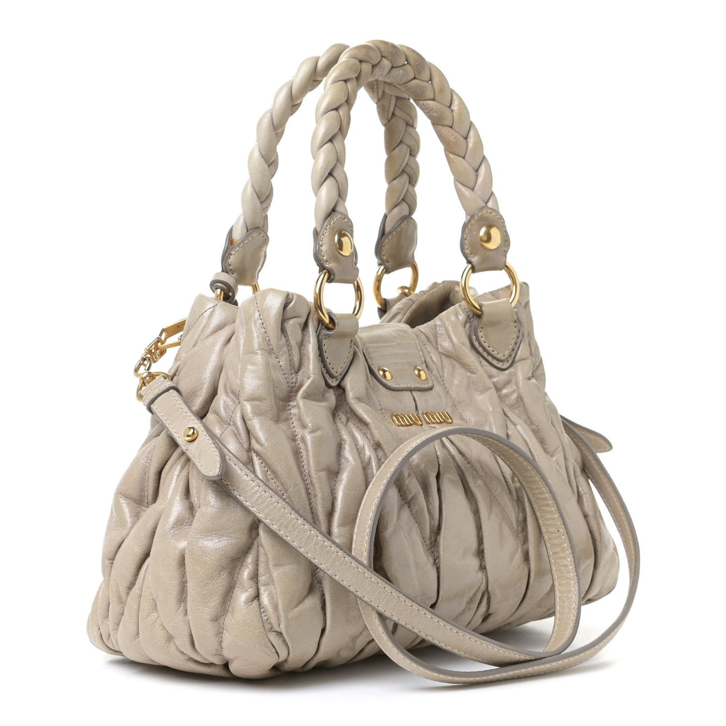 Nappa Matelasse Top Handle Satchel Fumo