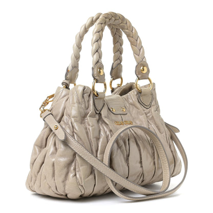 Miu Miu Nappa Matelasse Top Handle Satchel Fumo 6 of 25