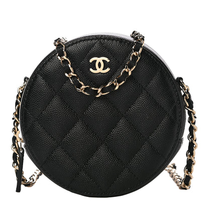 Chanel Caviar Quilted Round Clutch With Chain Black 1 of 11
