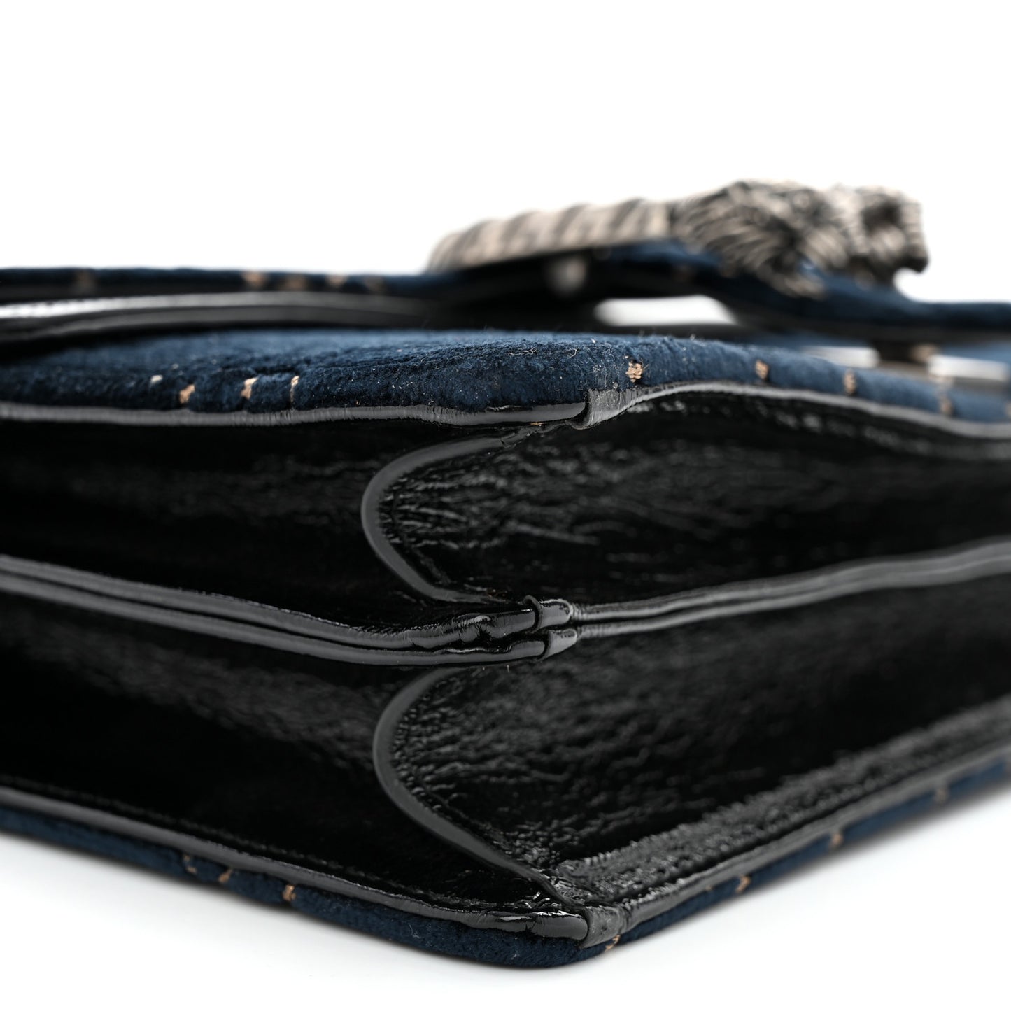 Velvet Skipper GG Monogram Small Dionysus Shoulder Bag Blue Beige Black