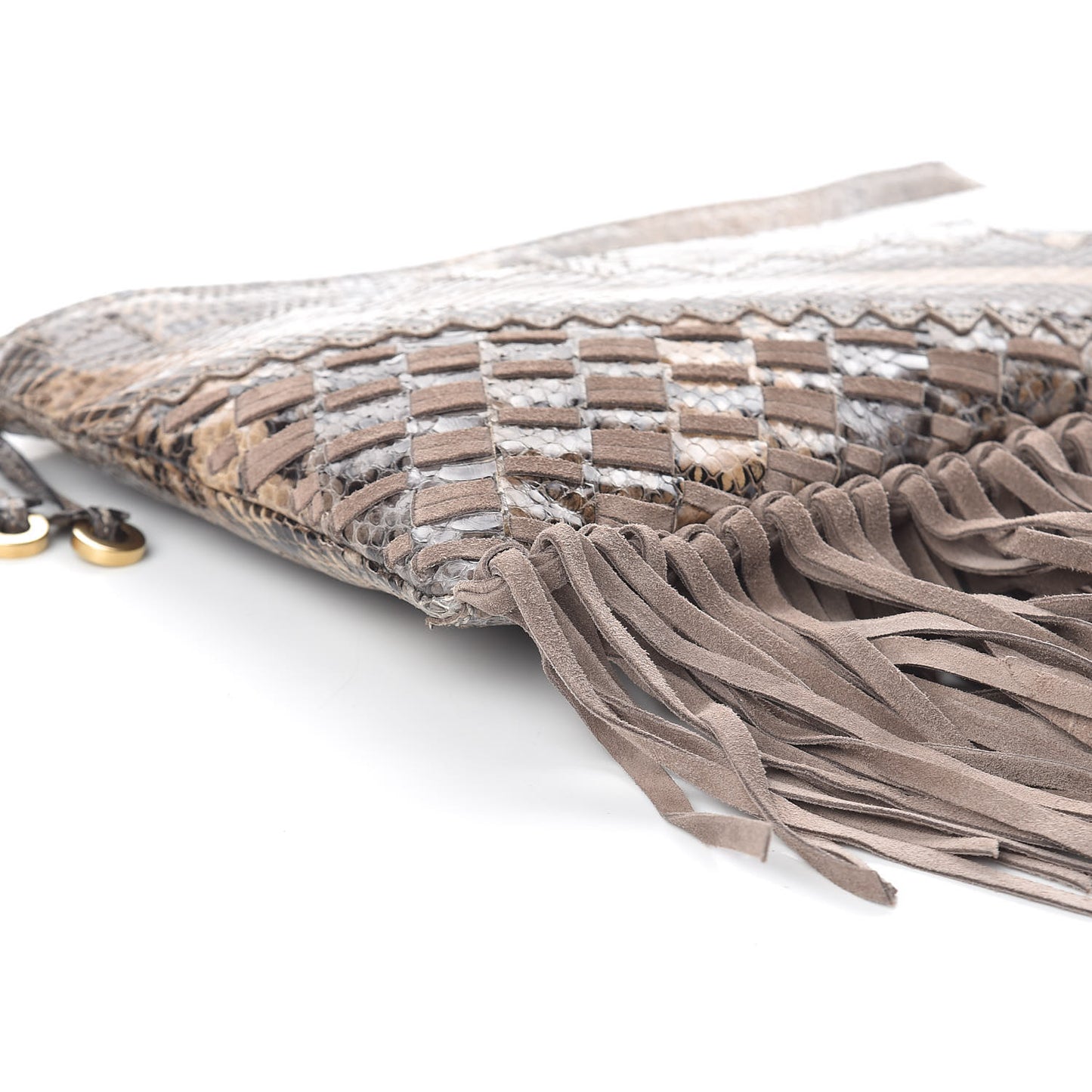 Snakeskin Suede Fringe Tita Convertible Clutch