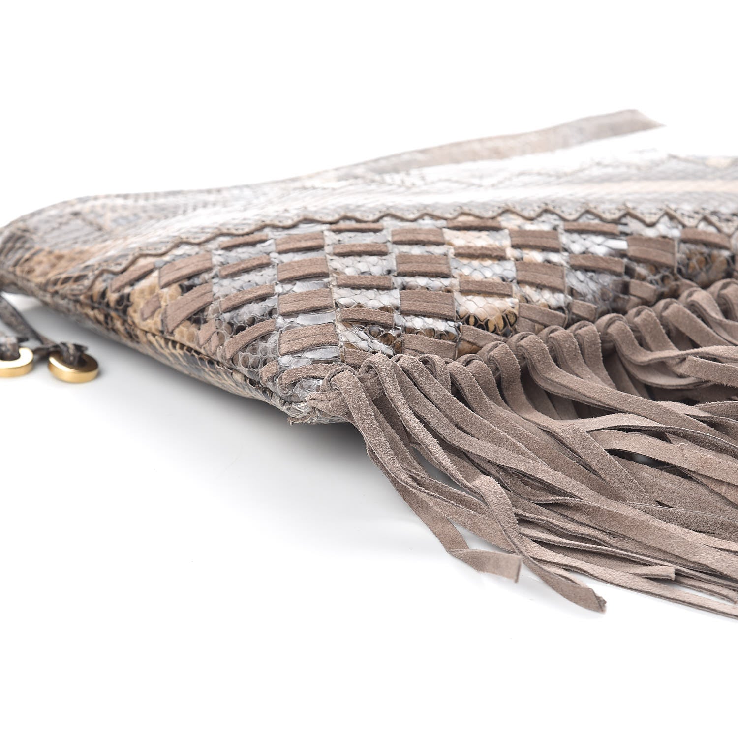 Jimmy Choo Snakeskin Suede Fringe Tita Convertible Clutch 7 of 8