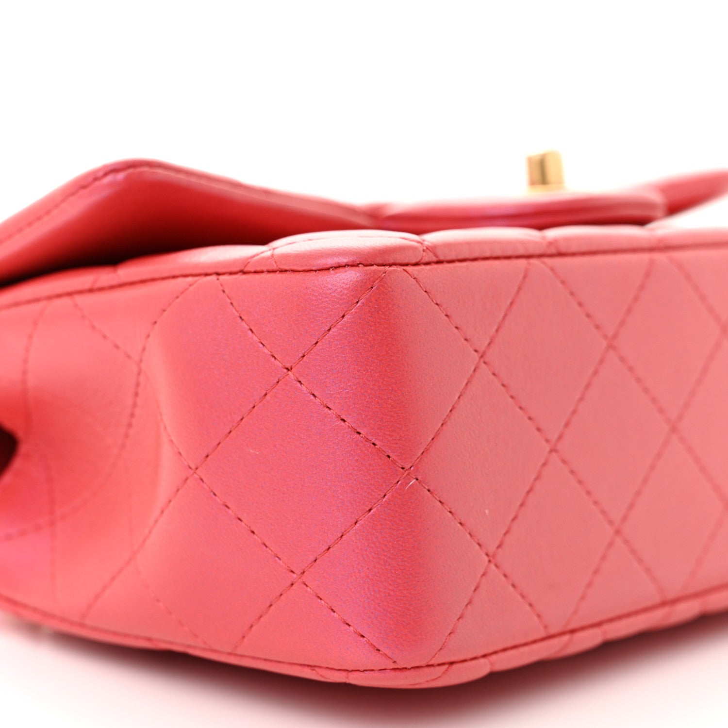 Chanel Iridescent Lambskin Quilted Mini Top Handle Rectangular Flap Red 9 of 13