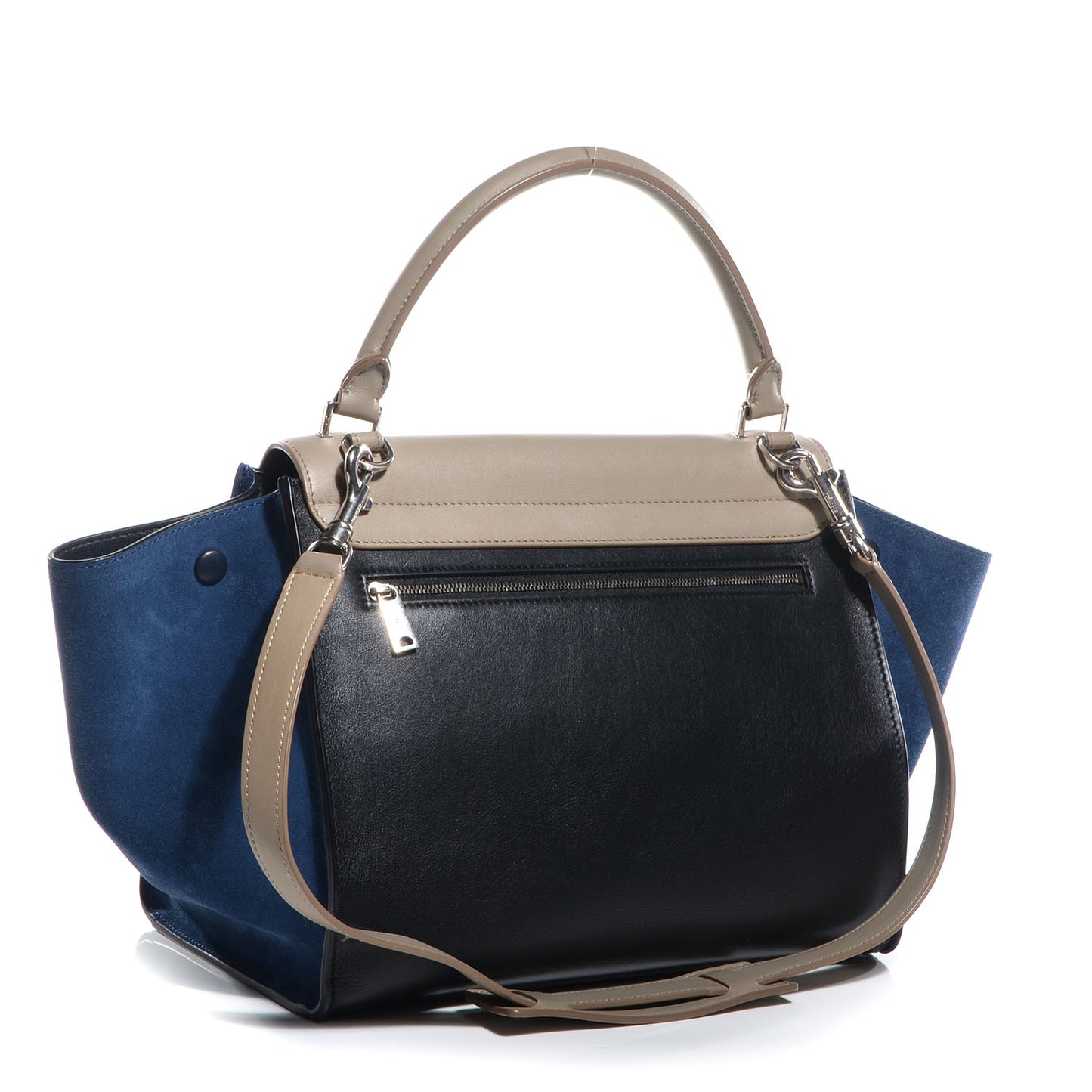 Textured Calfskin and Suede Medium Trapeze Tri-Color Sand