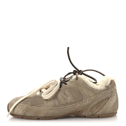 Miu Miu X NEW BALANCE Suede Shearling 530 SL Sneakers 36 Bleached Ecru 1 of 10