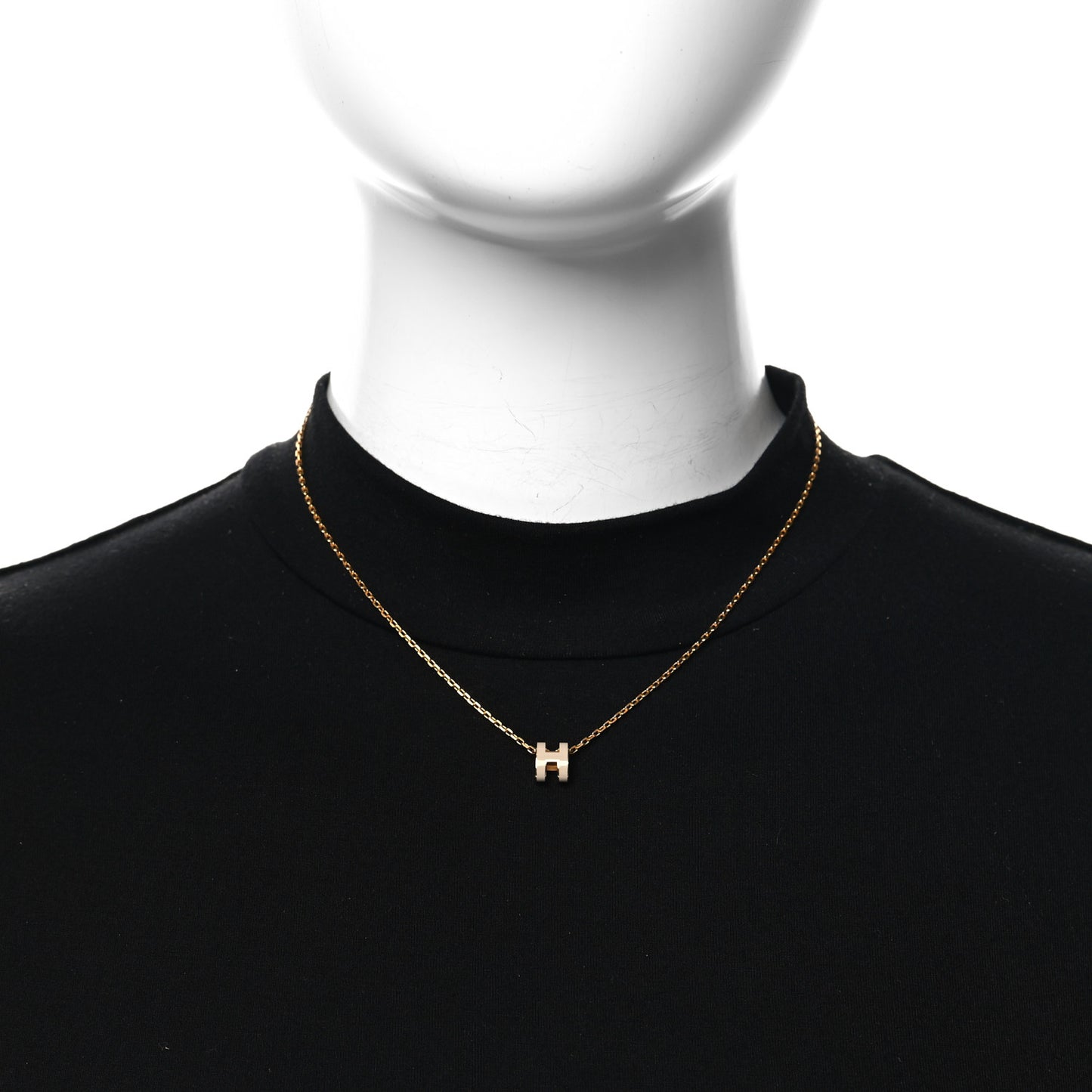 Lacquered Rose Gold Mini Pop H Pendant Necklace Marron Glace