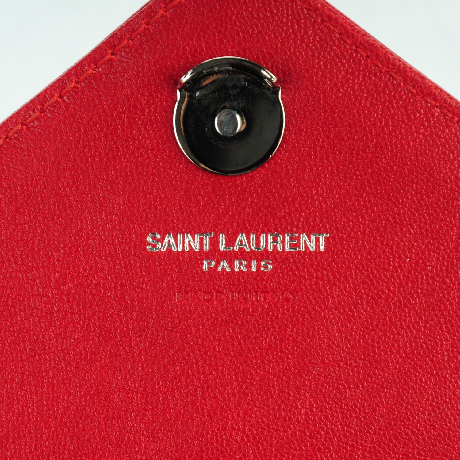 Saint Laurent Sheepskin Matelasse Chevron Monogram College Chain Wallet New Red 6 of 6