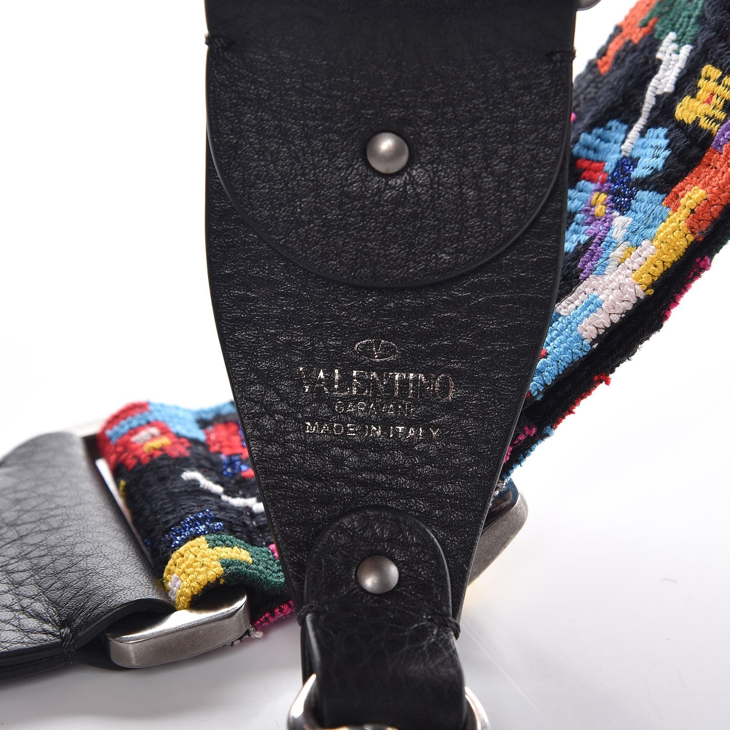 Valentino Garavani Canvas Floral Embroidered Rockstud Guitar Strap Multicolor 3 of 3