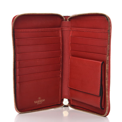 Valentino Garavani Calfskin Medium Rockstud Organizer Zip Around Wallet Rosso Valentino 5 of 10