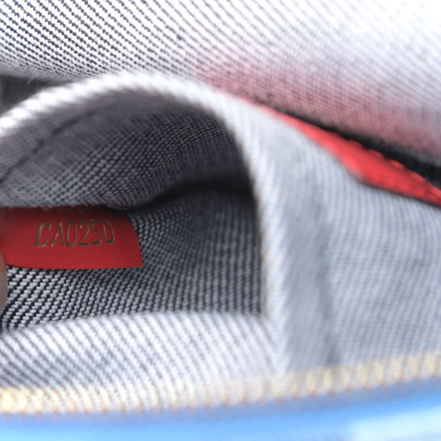 Denim Damier Monogram Patchwork Palm Springs Backpack Mini Blue Rouge