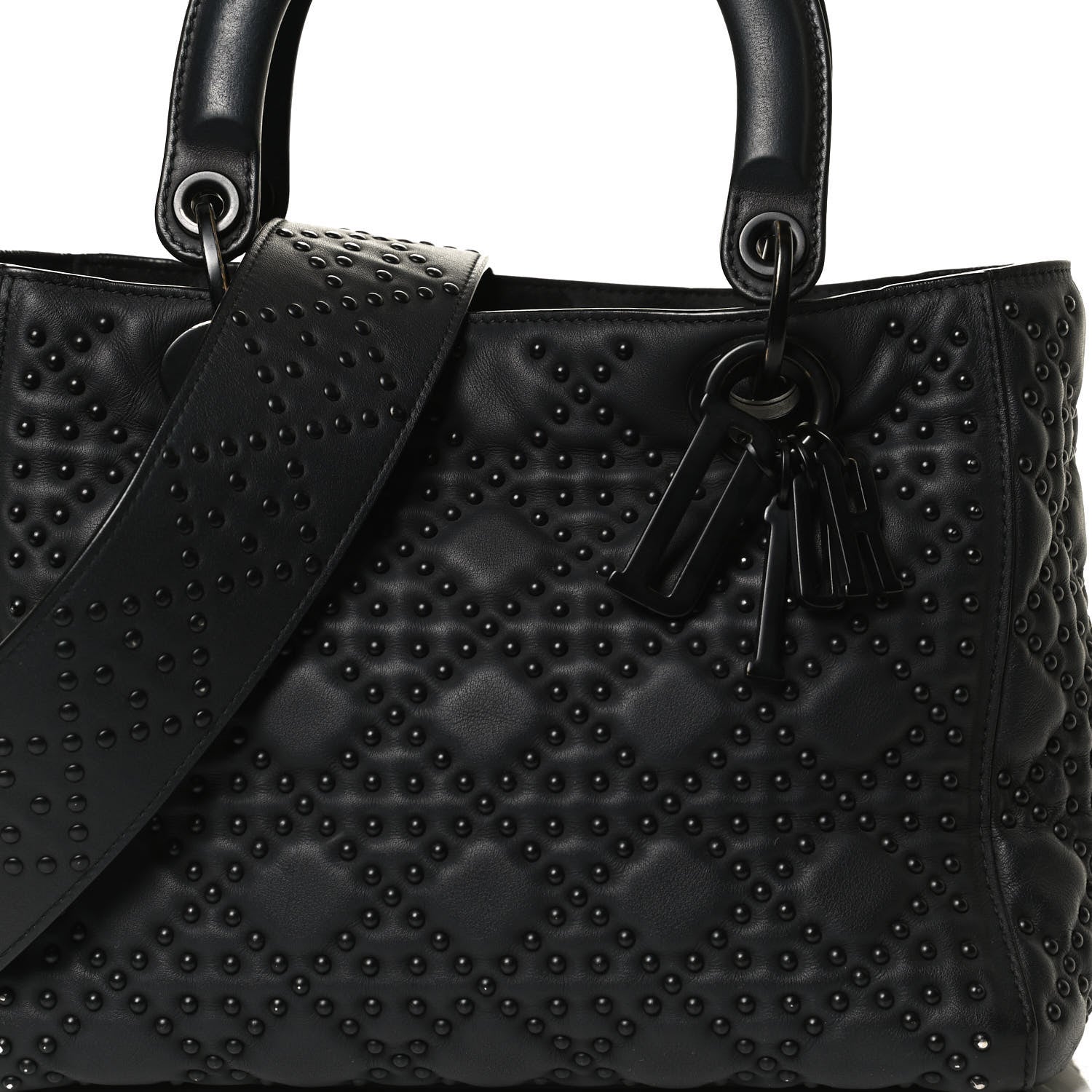 Christian Dior UItra Matte Calfskin Cannage Studded Medium Supple Lady Dior Black 11 of 16
