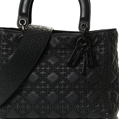 Christian Dior UItra Matte Calfskin Cannage Studded Medium Supple Lady Dior Black 11 of 16