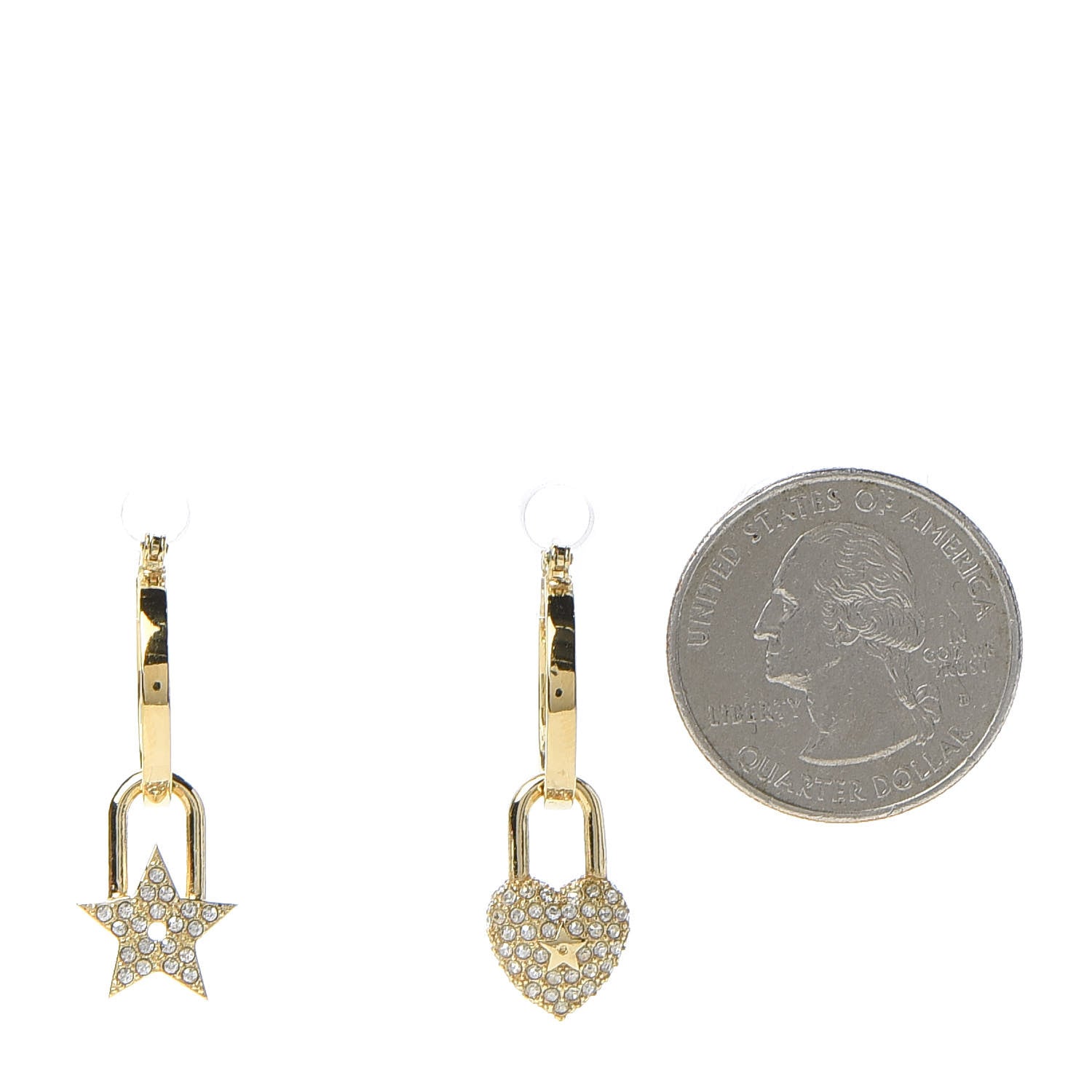 Christian Dior Crystal Lucky Locket Earrings Gold 2 of 5