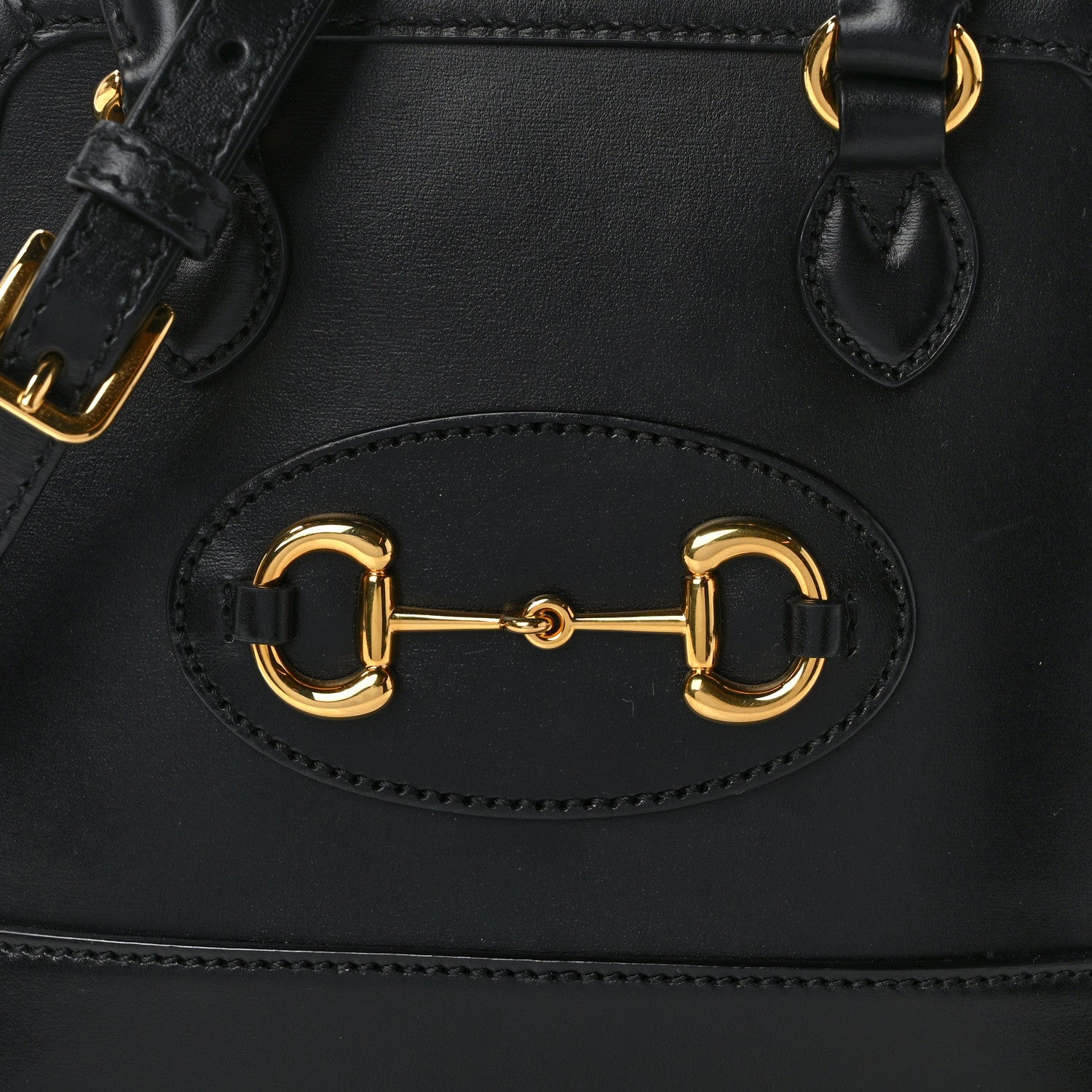 Gucci Boarded Plutone Calfskin Mini Horsebit 1955 Top Handle Bag Black 7 of 11