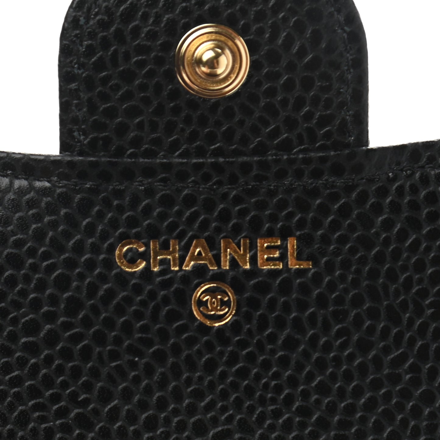 Caviar Quilted Compact Flap Wallet Black