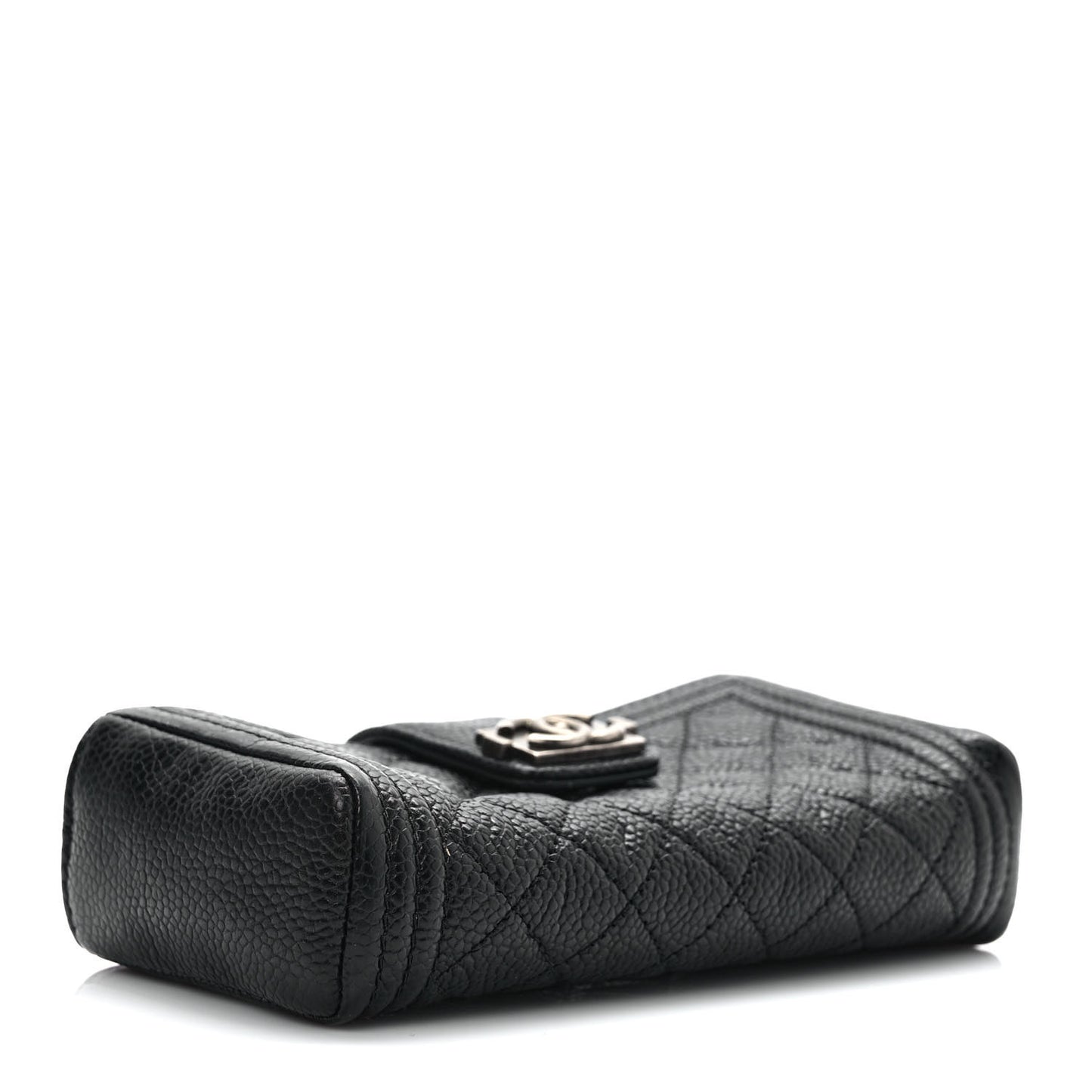 Caviar Quilted Mini Boy Phone Holder Clutch Black