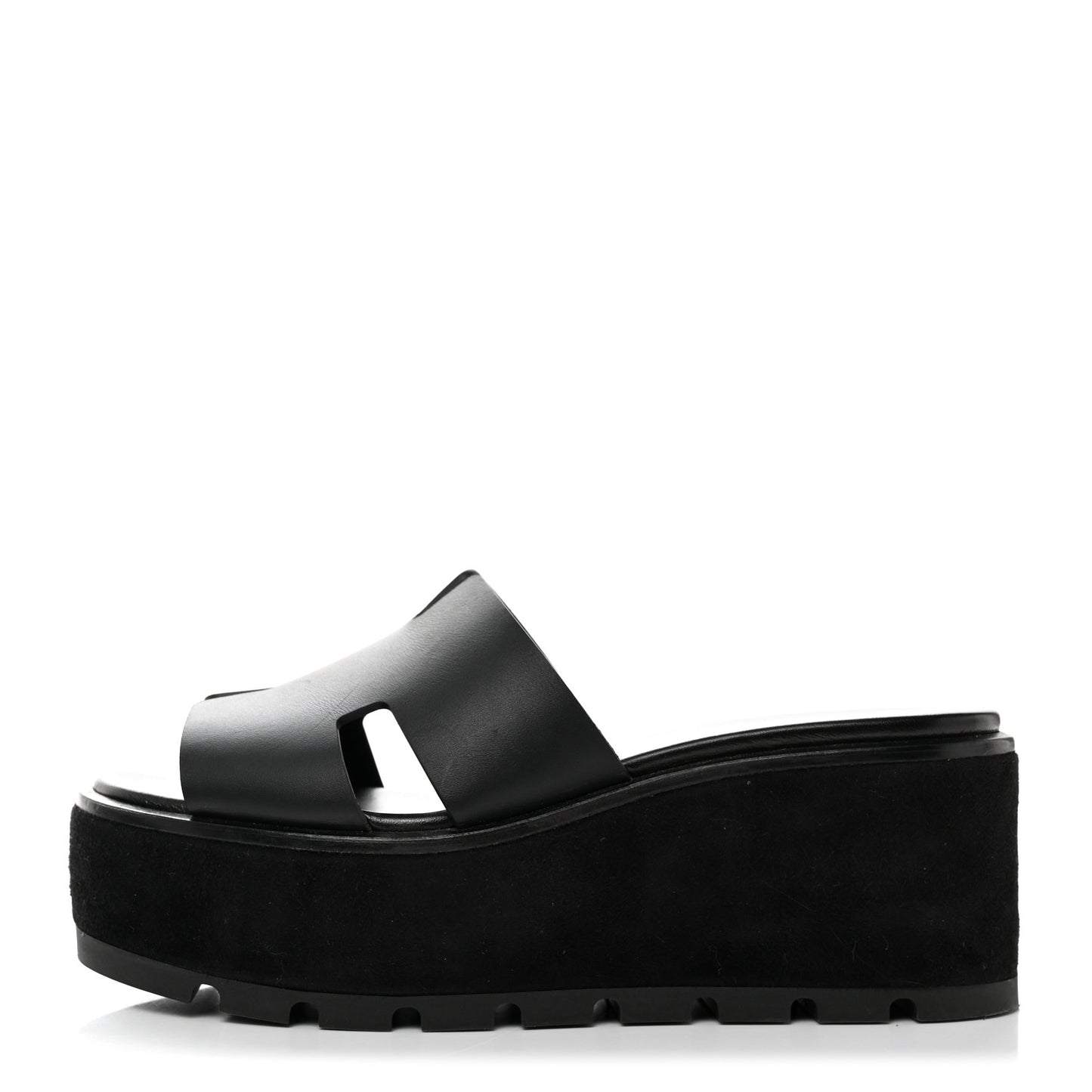 Calfskin Suede Eze 30 Sandals 36 Black
