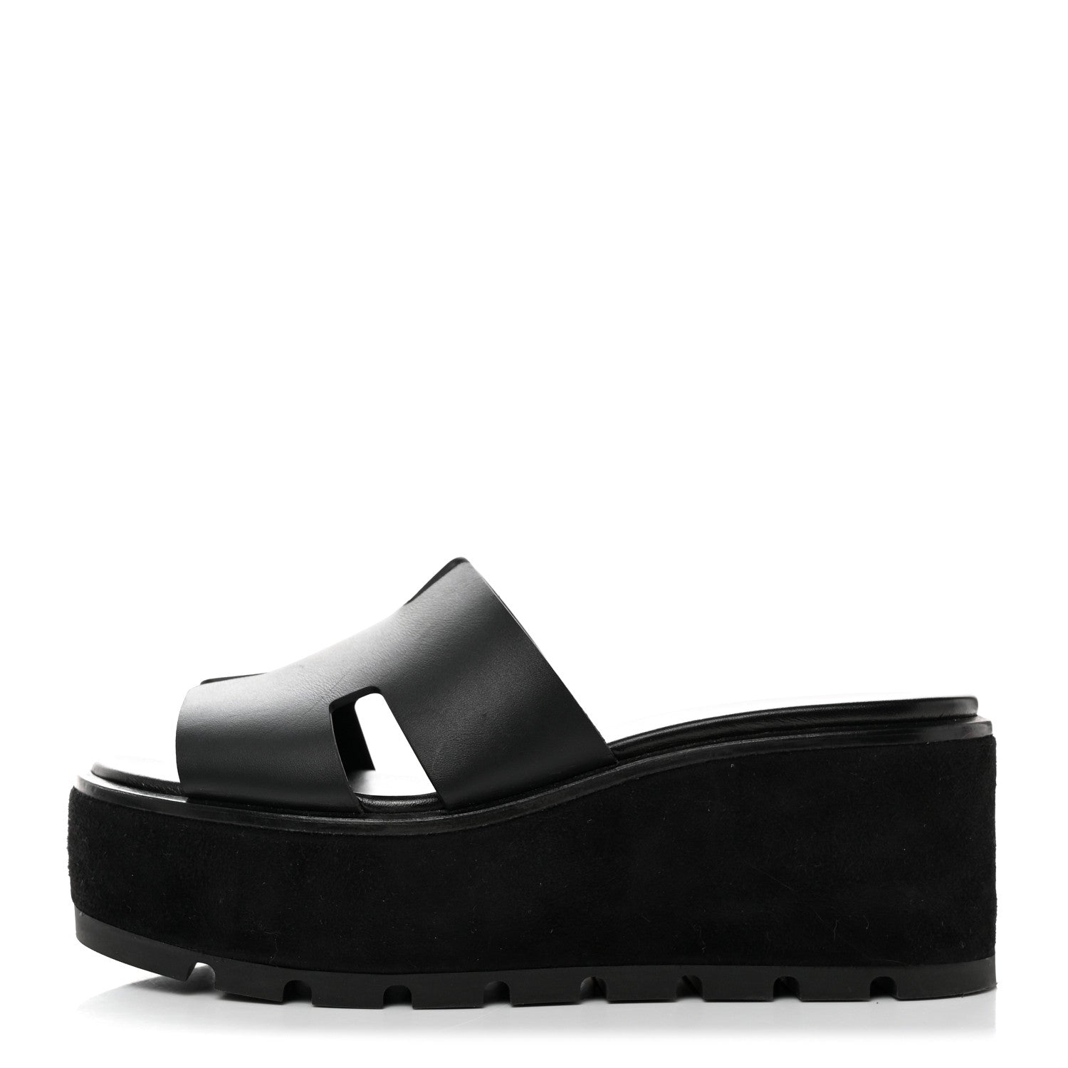 Hermes Calfskin Suede Eze 30 Sandals 36 Black 1 of 9