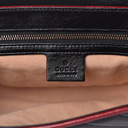 Gucci Vintage Effect Calfskin Matelasse Diagonal Striped Small Torchon GG Marmont Shoulder Bag Black Beige 6 of 10
