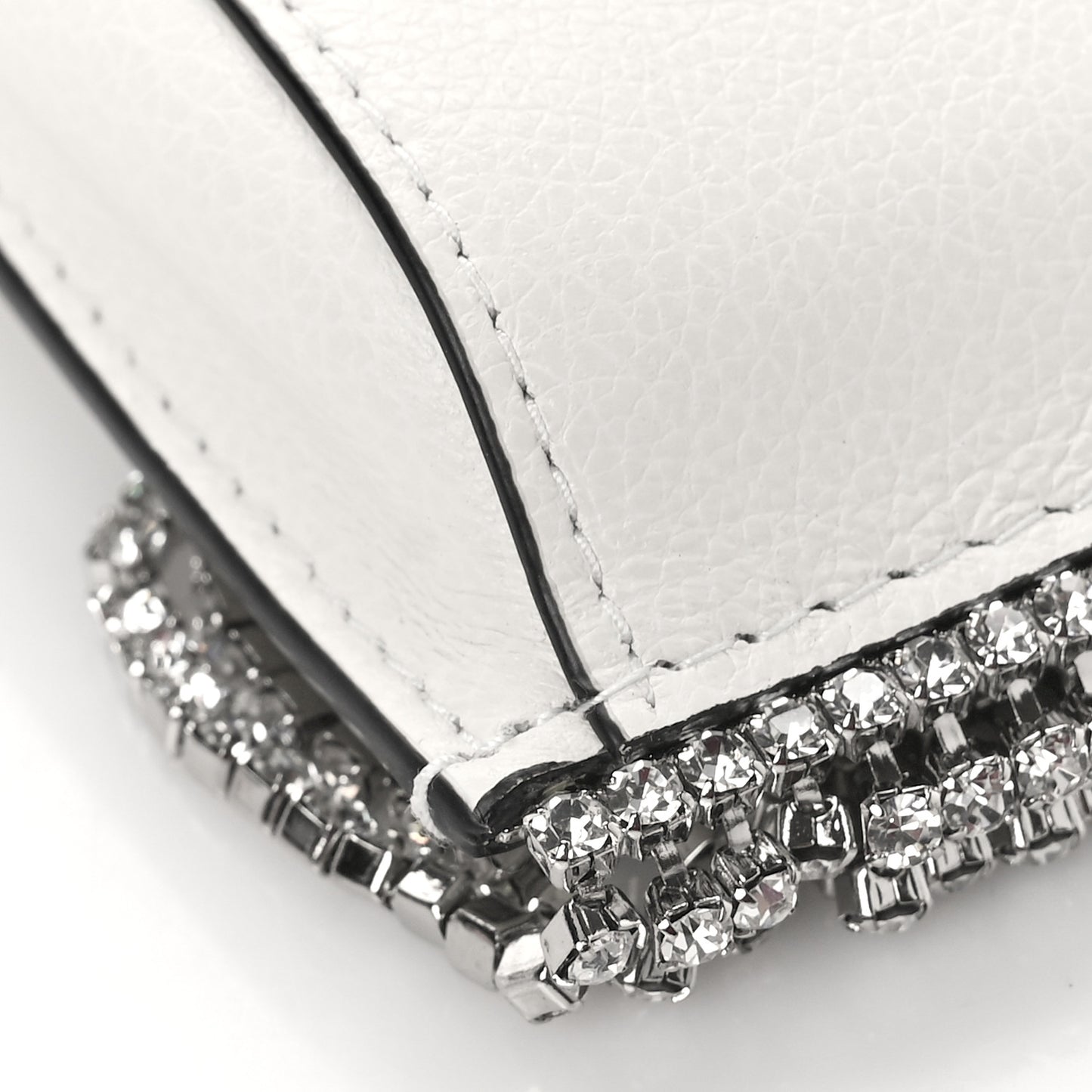 Glace Calfskin Crystal Fringe Crossbody White