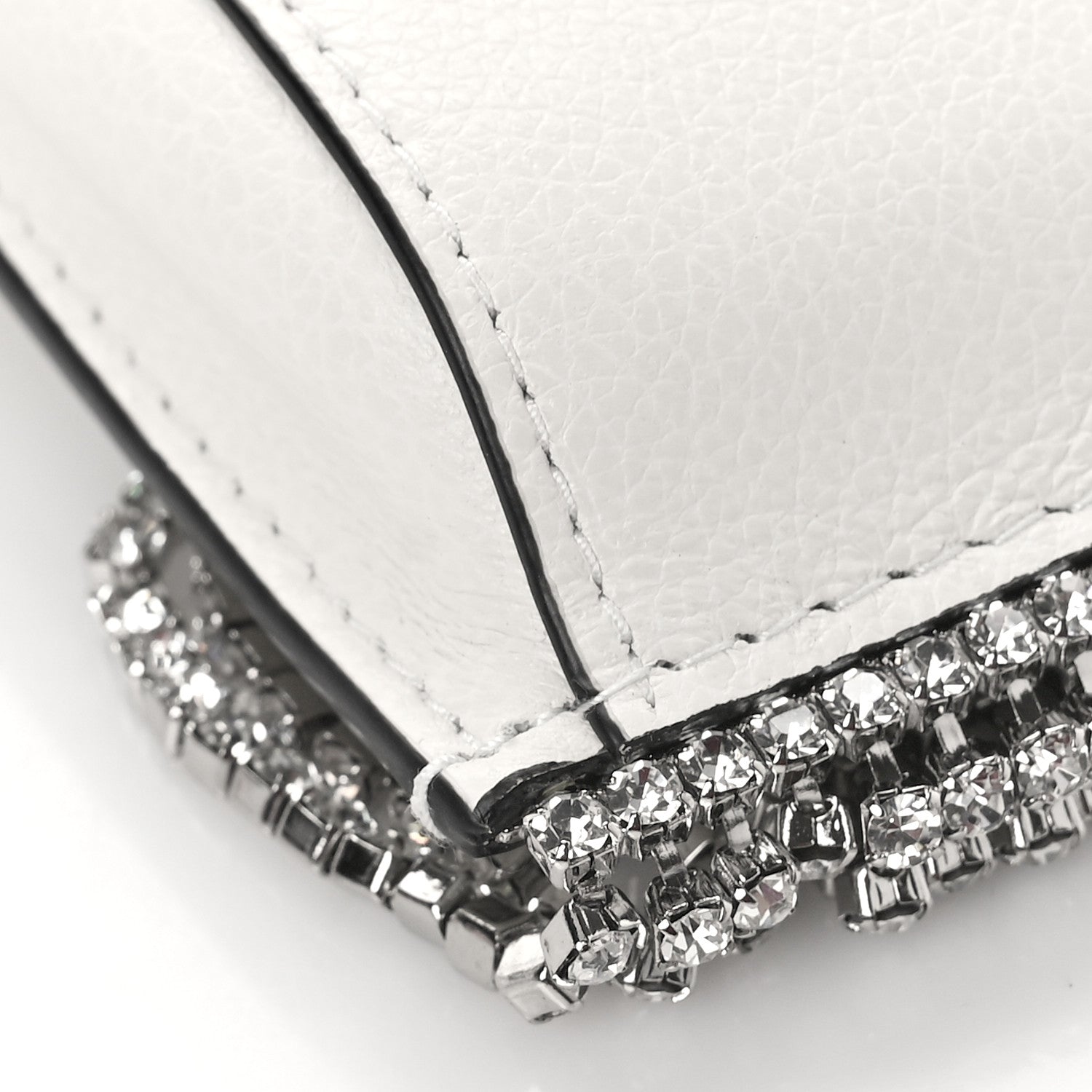 Miu Miu Glace Calfskin Crystal Fringe Crossbody White 8 of 9