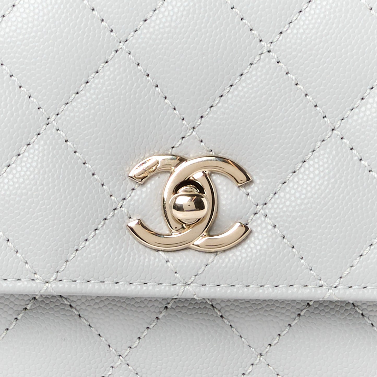 Caviar Quilted Mini Coco Handle Flap Light Grey