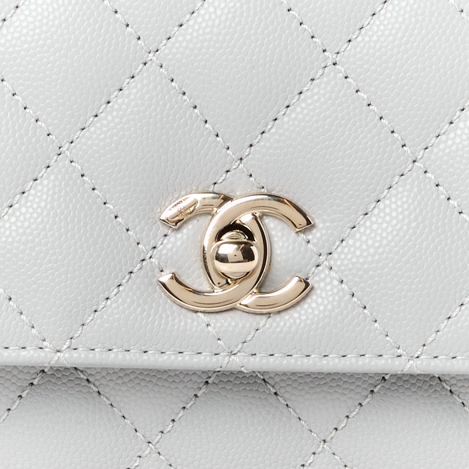 Chanel Caviar Quilted Mini Coco Handle Flap Light Grey 9 of 11