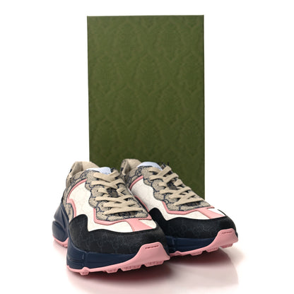 Gucci GG Supreme Monogram Mix Monogram Womens Rhyton Sneakers 37 Black Blue Wild Rose White Beige 8 of 8
