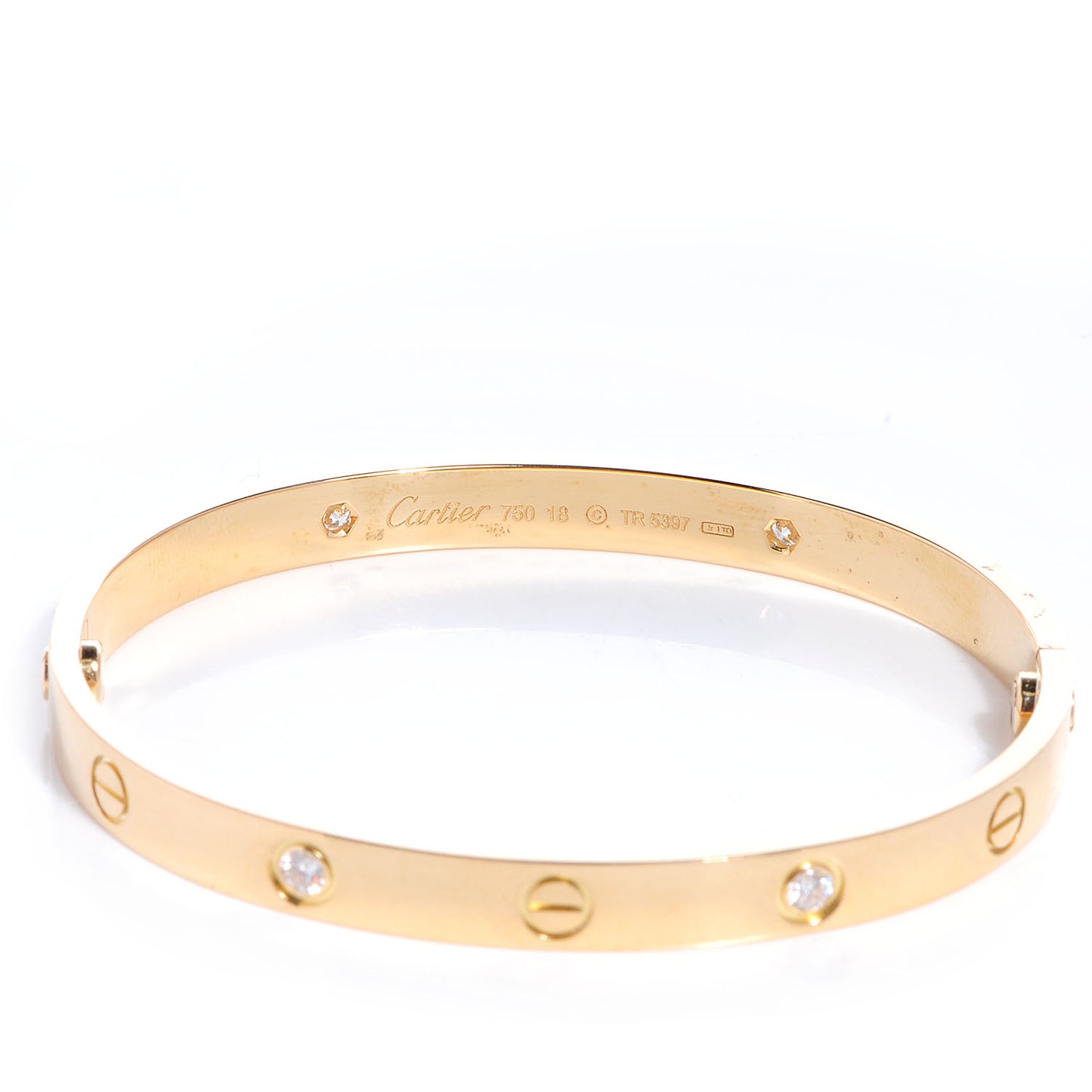 18K Yellow Gold 4 Diamond LOVE Bracelet 18