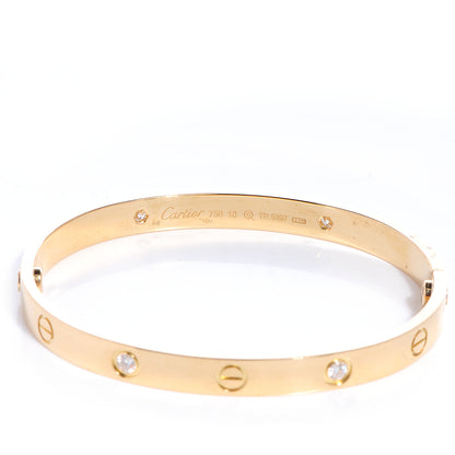 Cartier 18K Yellow Gold 4 Diamond LOVE Bracelet 18 3 of 5