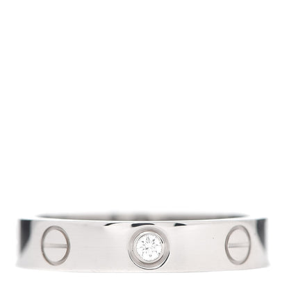 Cartier 18K White Gold Diamond 4mm LOVE Wedding Band Ring 51 5.75 1 of 4