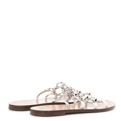 Valentino Garavani Nappa Rockstud Flat Slide Sandals 38.5 Bianco Ottico 4 of 7