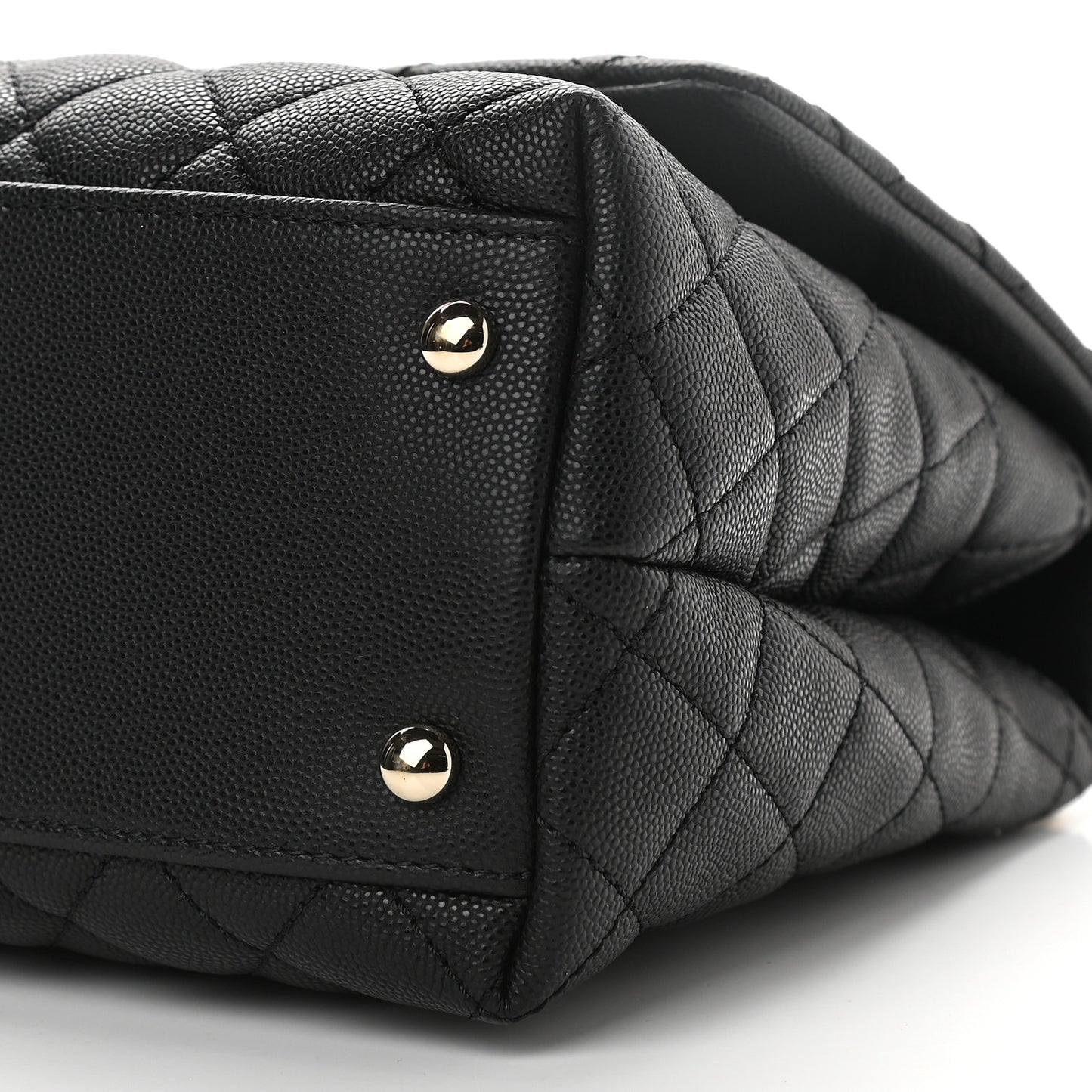 Caviar Quilted Small Coco Handle Flap Black