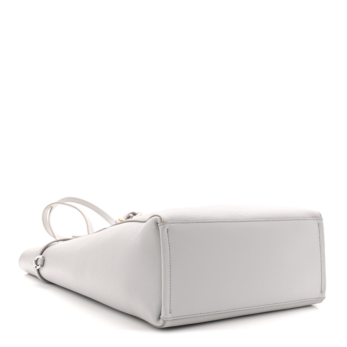 Calfskin Voyou Small North South Tote  Light Grey
