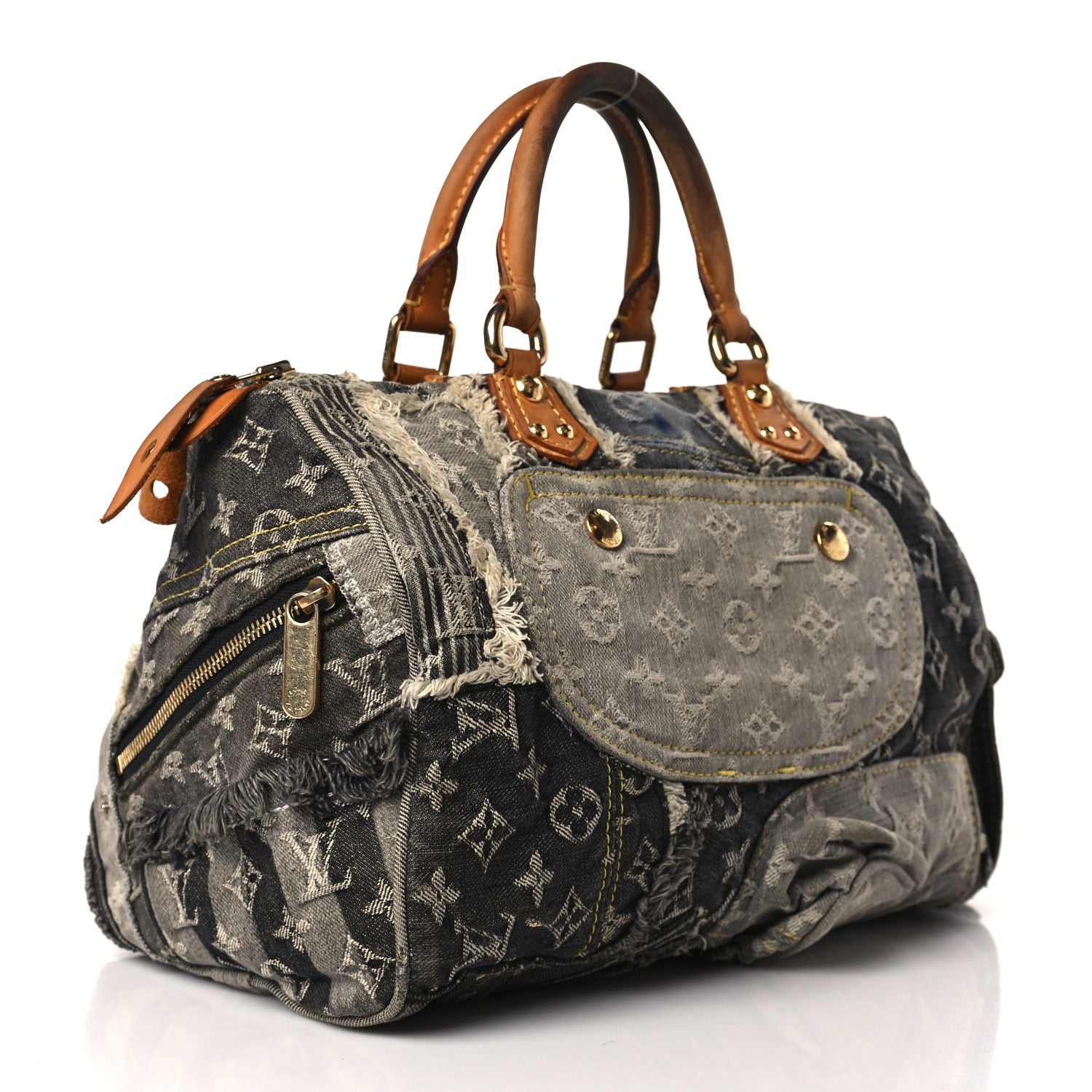 Louis Vuitton Denim Patchwork Speedy 30 Grey 2 of 8