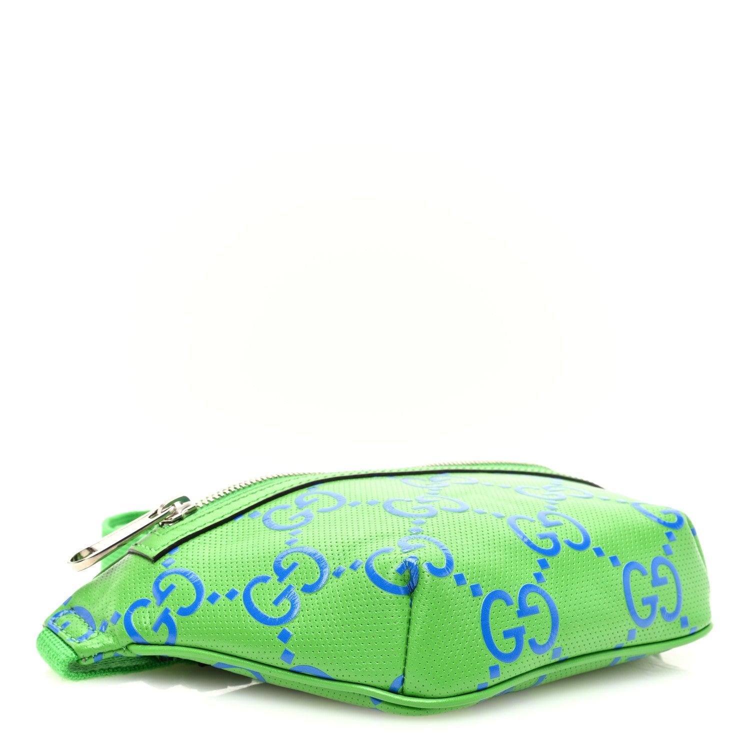 Gucci Calfskin GG Tennis Bi-Color Embossed Belt Bag Joy Green Joy Blue 4 of 10