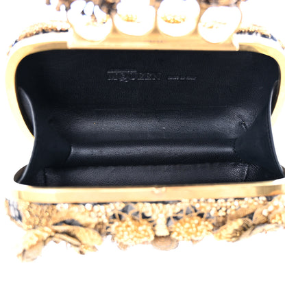 Alexander McQueen Embellished Flower Knuckle Box Clutch Gold 5 of 9