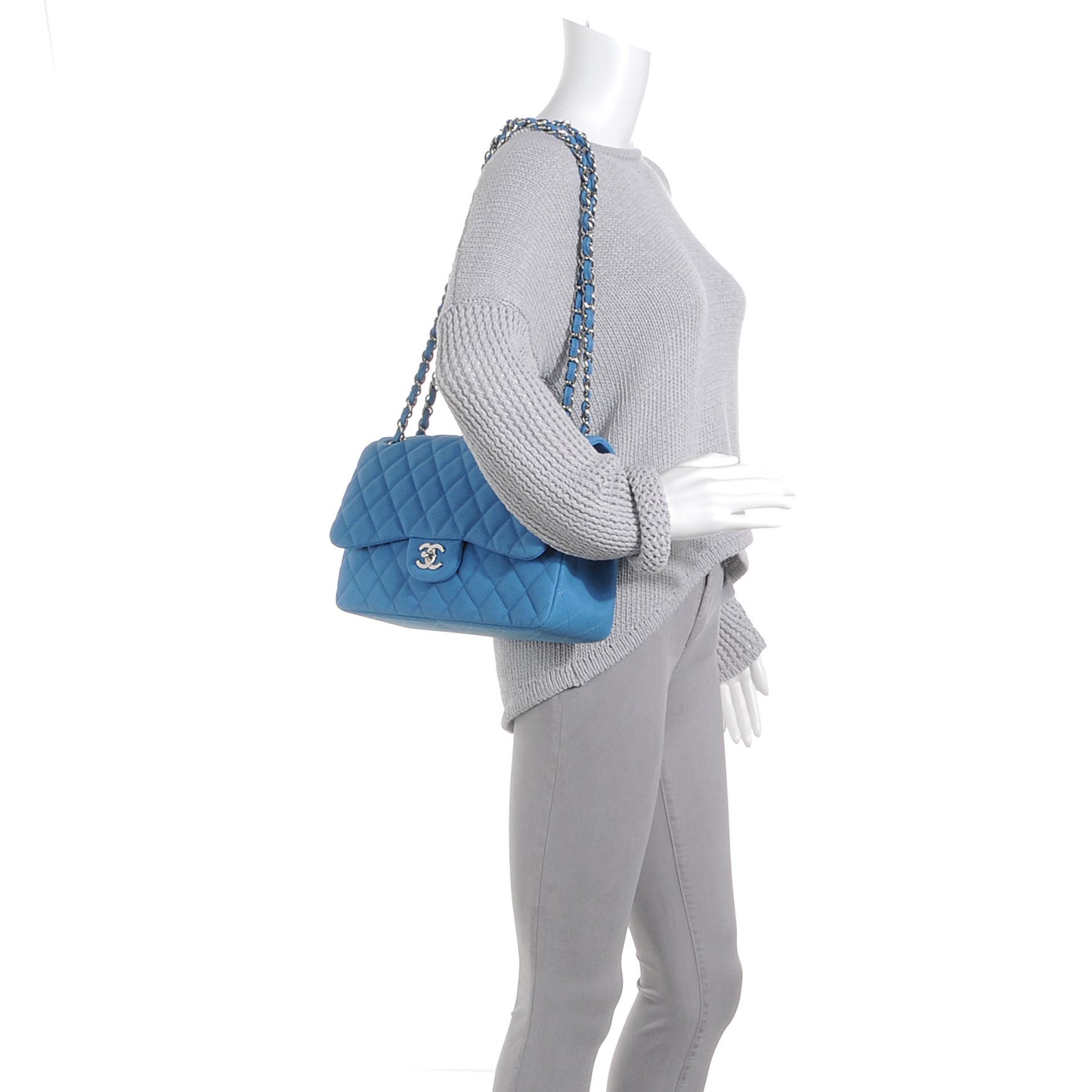 Iridescent Caviar Jumbo Double Flap Blue