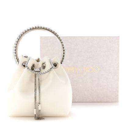 Jimmy Choo Satin Crystal Embellished Bon Bon Bucket Bag White 10 of 10