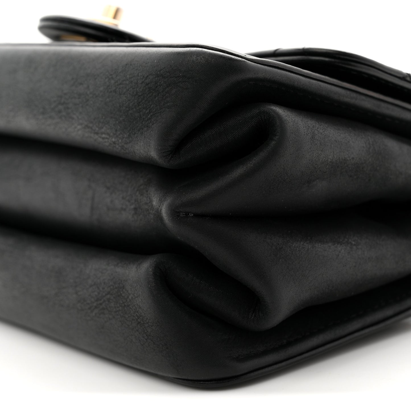 Iridescent Calfskin Quilted Mini Straight Lined Flap Black