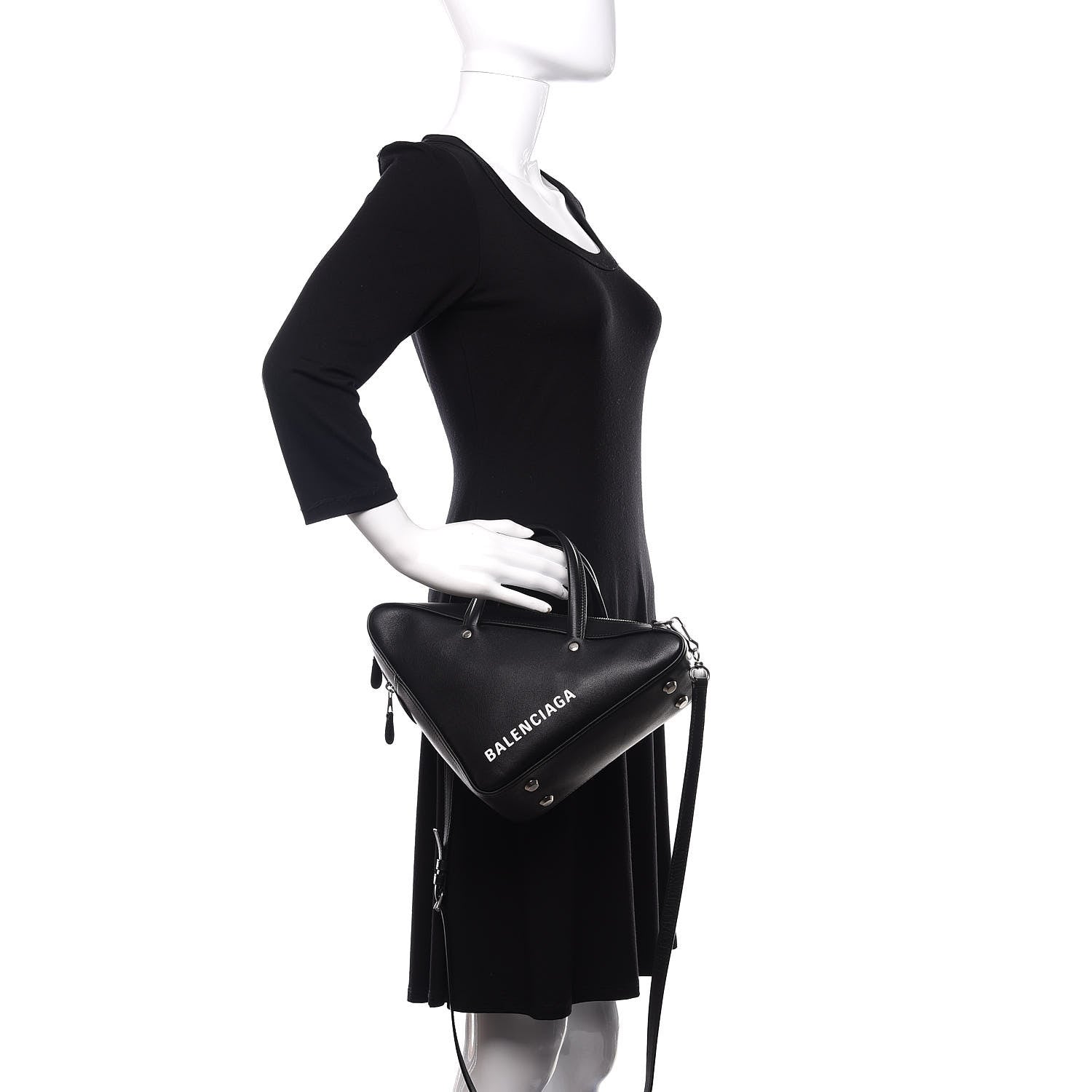Balenciaga Calfskin S Triangle Duffle Black 3 of 10