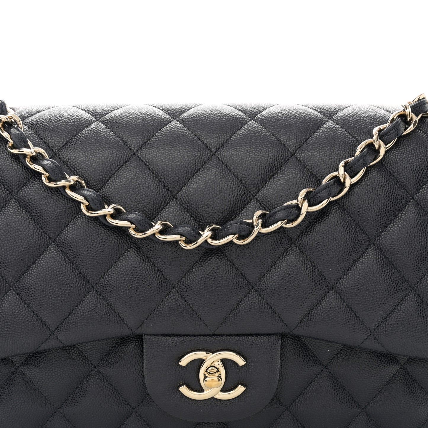 Caviar Quilted Jumbo Double Flap Navy Blue