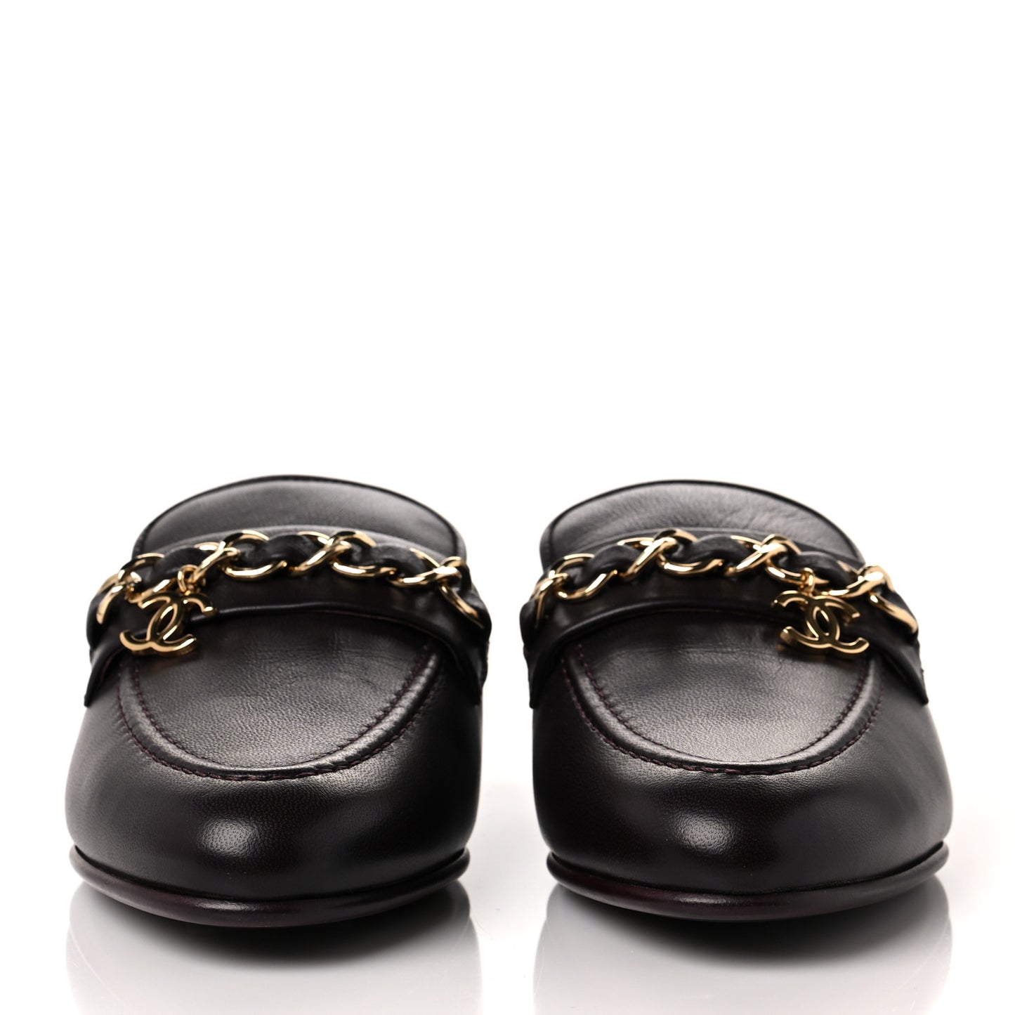 Lambskin Chain CC Mules 37 Bordeaux