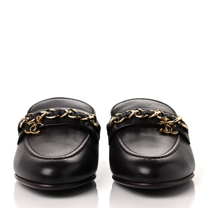 Chanel Lambskin Chain CC Mules 37 Bordeaux 2 of 9