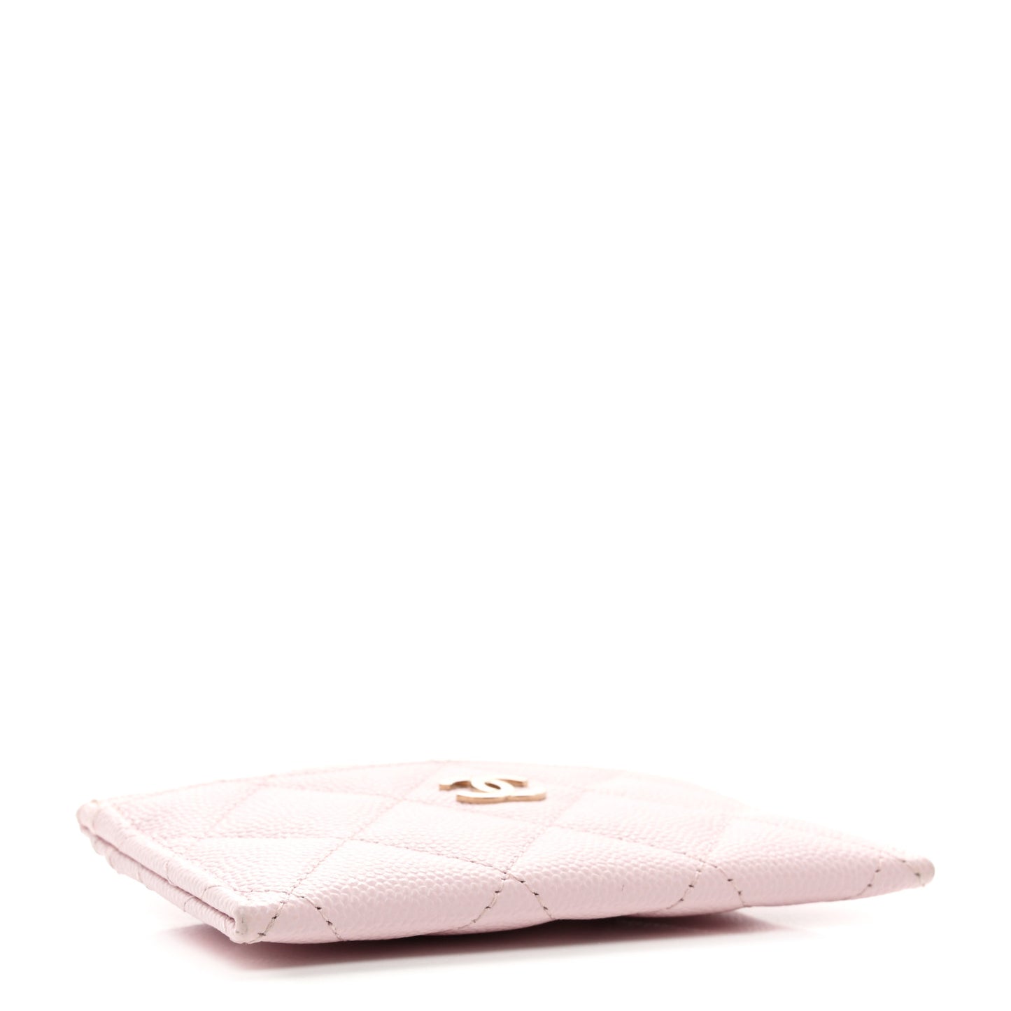 Caviar Quilted Card Holder Light Pink